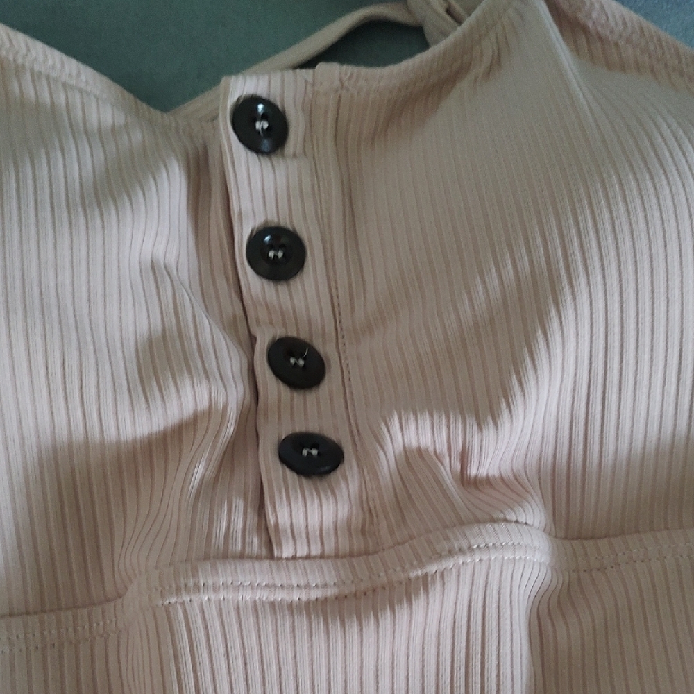 Peach Ribbed Button-Front Tank Top - Picture 3 of 7